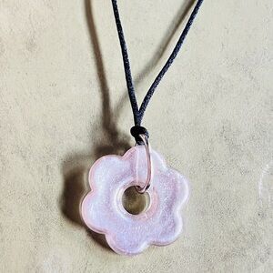 Baby Pink Glass Flower Pendant Choker